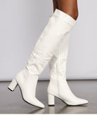 Lead The Way Faux Leather Over The Knee Boots are chic ladies' shoes to complete your best 2023 outfits. They come in a variety of trendy women's shoe styles like platforms and dressy low-heels, & are available in wide widths for better comfort.