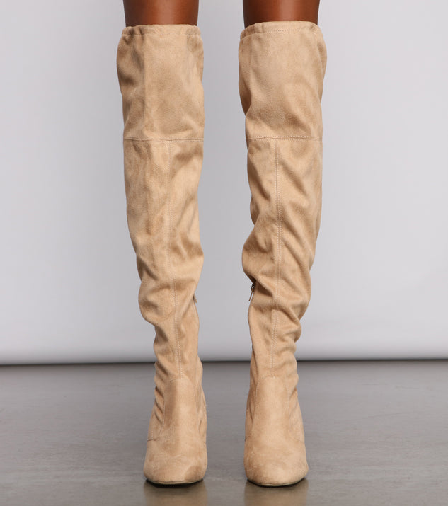 Faux Suede Over The Knee Block Heel Boots | Windsor