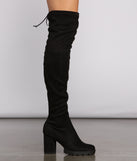 Faux Suede Over The Knee Lug Sole Boots are chic ladies' shoes to complete your best 2023 outfits. They come in a variety of trendy women's shoe styles like platforms and dressy low-heels, & are available in wide widths for better comfort.