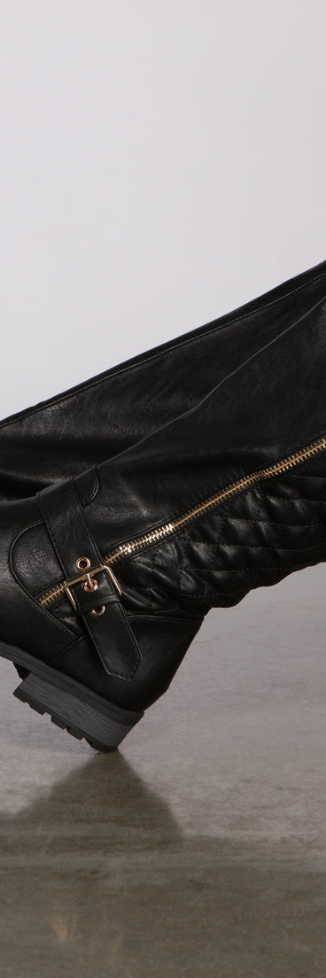 Quilted Faux Leather Buckle Detail Boots are chic ladies' shoes to complete your best 2023 outfits. They come in a variety of trendy women's shoe styles like platforms and dressy low-heels, & are available in wide widths for better comfort.