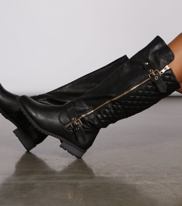 Quilted Faux Leather Buckle Detail Boots are chic ladies' shoes to complete your best 2023 outfits. They come in a variety of trendy women's shoe styles like platforms and dressy low-heels, & are available in wide widths for better comfort.