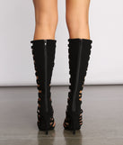 Chic Caged Below The Knee Stiletto Boots are chic ladies' shoes to complete your best 2023 outfits. They come in a variety of trendy women's shoe styles like platforms and dressy low-heels, & are available in wide widths for better comfort.