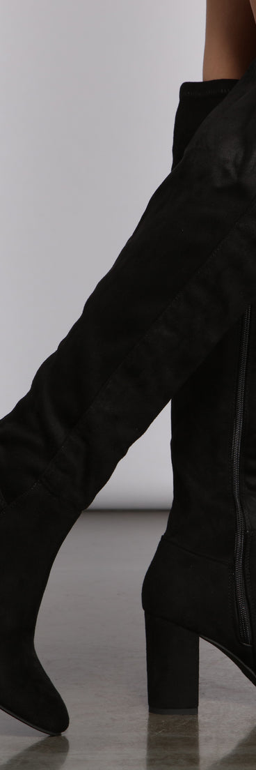 Faux Suede Pointed Toe Block Heel Boots are chic ladies' shoes to complete your best 2023 outfits. They come in a variety of trendy women's shoe styles like platforms and dressy low-heels, & are available in wide widths for better comfort.