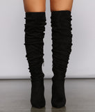 Faux Suede Knee-High Block Heel Boots are chic ladies' shoes to complete your best 2023 outfits. They come in a variety of trendy women's shoe styles like platforms and dressy low-heels, & are available in wide widths for better comfort.