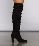 Faux Suede Knee-High Block Heel Boots are chic ladies' shoes to complete your best 2023 outfits. They come in a variety of trendy women's shoe styles like platforms and dressy low-heels, & are available in wide widths for better comfort.