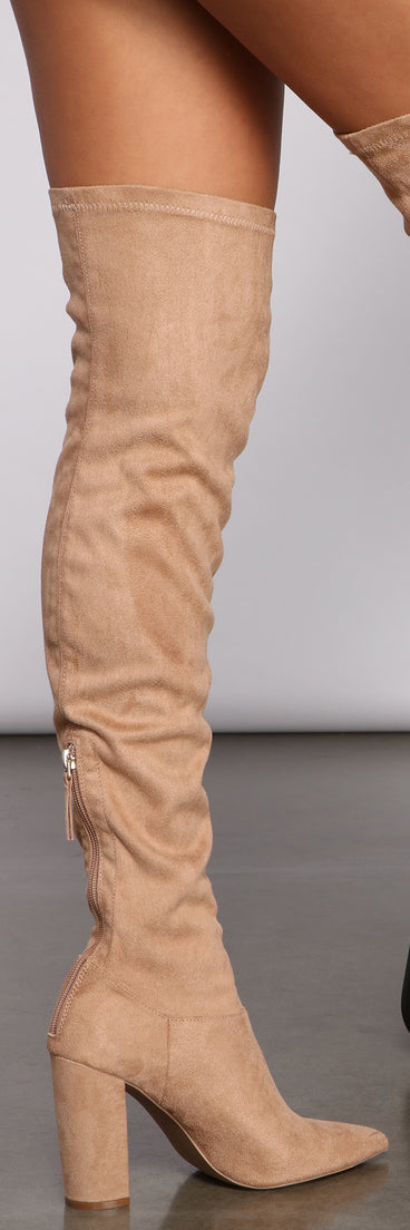 Faux Suede Pointed Toe Block Heel Boots are chic ladies' shoes to complete your best 2023 outfits. They come in a variety of trendy women's shoe styles like platforms and dressy low-heels, & are available in wide widths for better comfort.