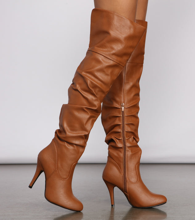 Faux Leather Ruched Stiletto Boots are chic ladies' shoes to complete your best 2023 outfits. They come in a variety of trendy women's shoe styles like platforms and dressy low-heels, & are available in wide widths for better comfort.