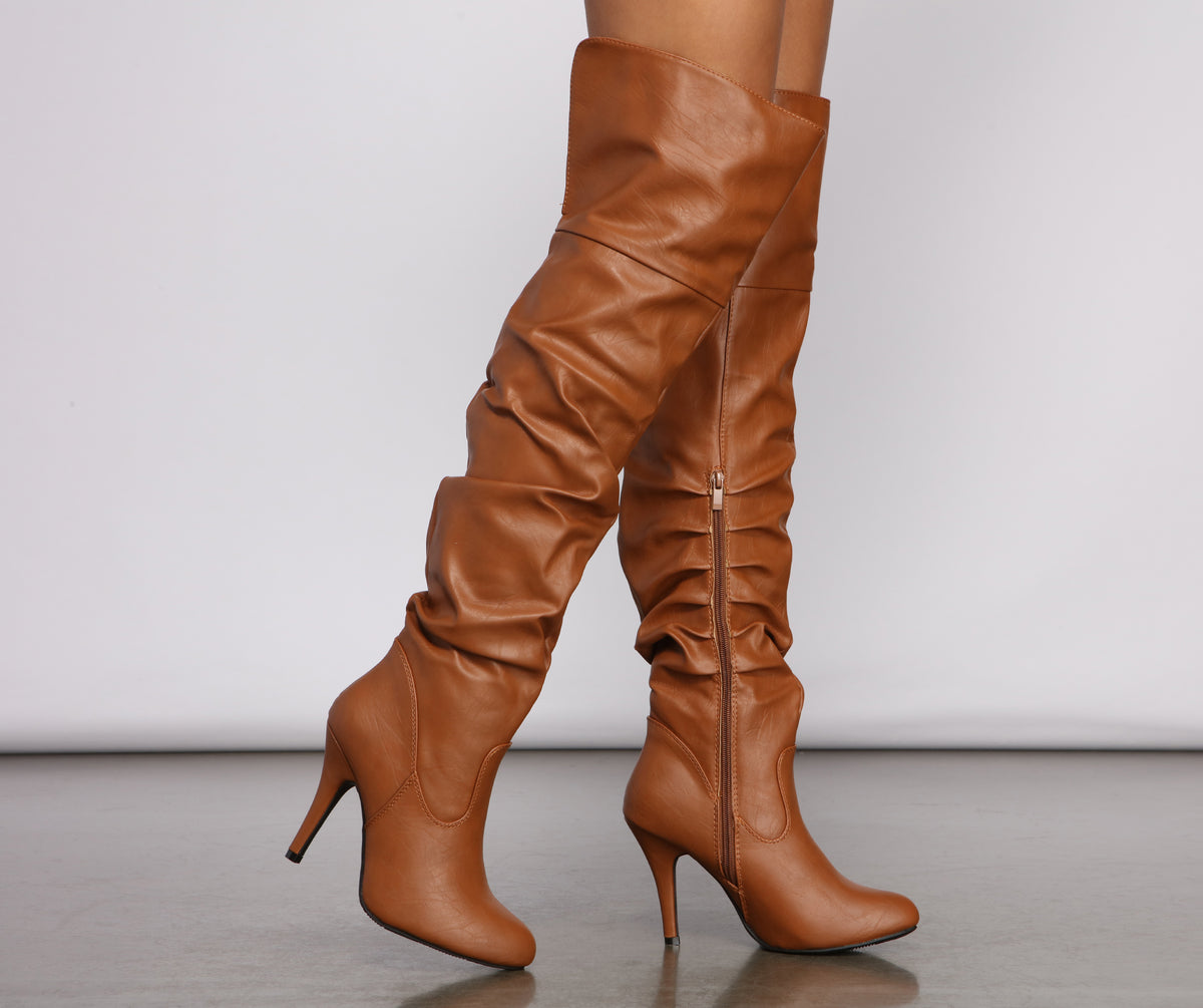 ruched stiletto boots