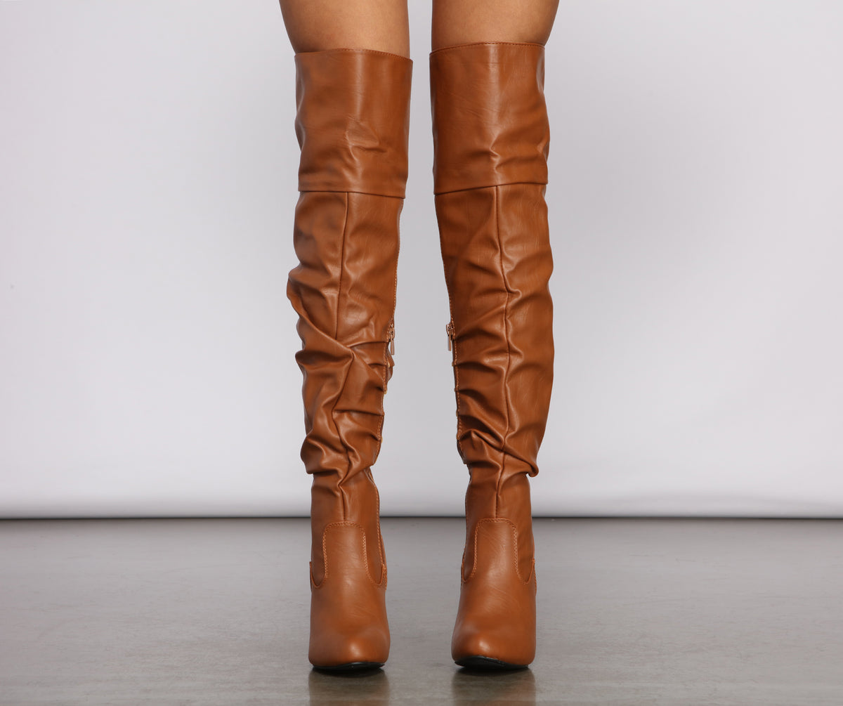 ruched stiletto boots