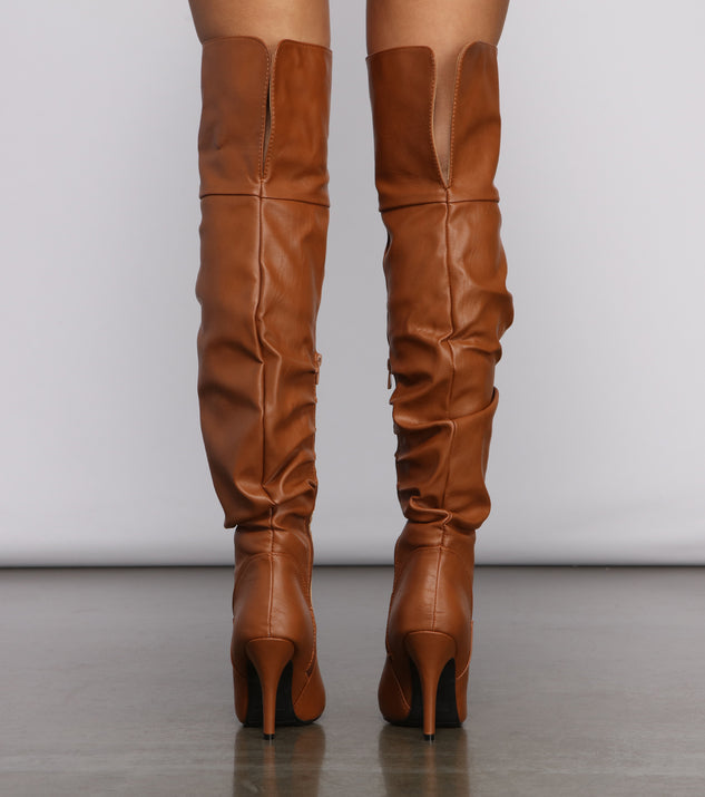 Faux Leather Ruched Stiletto Boots are chic ladies' shoes to complete your best 2023 outfits. They come in a variety of trendy women's shoe styles like platforms and dressy low-heels, & are available in wide widths for better comfort.