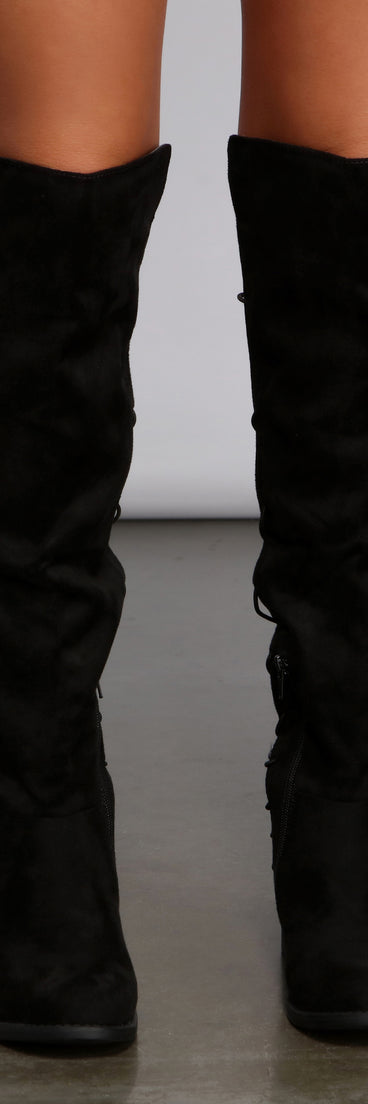 In the Details 50/50 Lace Back Boots are chic ladies' shoes to complete your best 2023 outfits. They come in a variety of trendy women's shoe styles like platforms and dressy low-heels, & are available in wide widths for better comfort.