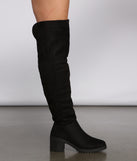 Faux Suede Over The Knee Lug Sole Boots are chic ladies' shoes to complete your best 2023 outfits. They come in a variety of trendy women's shoe styles like platforms and dressy low-heels, & are available in wide widths for better comfort.