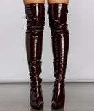 Faux Patent Leather Thigh High Boots are chic ladies' shoes to complete your best 2023 outfits. They come in a variety of trendy women's shoe styles like platforms and dressy low-heels, & are available in wide widths for better comfort.