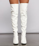 Level Up Faux Patent Leather Thigh High Boots are chic ladies' shoes to complete your best 2023 outfits. They come in a variety of trendy women's shoe styles like platforms and dressy low-heels, & are available in wide widths for better comfort.