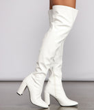 Level Up Faux Patent Leather Thigh High Boots are chic ladies' shoes to complete your best 2023 outfits. They come in a variety of trendy women's shoe styles like platforms and dressy low-heels, & are available in wide widths for better comfort.