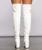 Level Up Faux Patent Leather Thigh High Boots are chic ladies' shoes to complete your best 2023 outfits. They come in a variety of trendy women's shoe styles like platforms and dressy low-heels, & are available in wide widths for better comfort.