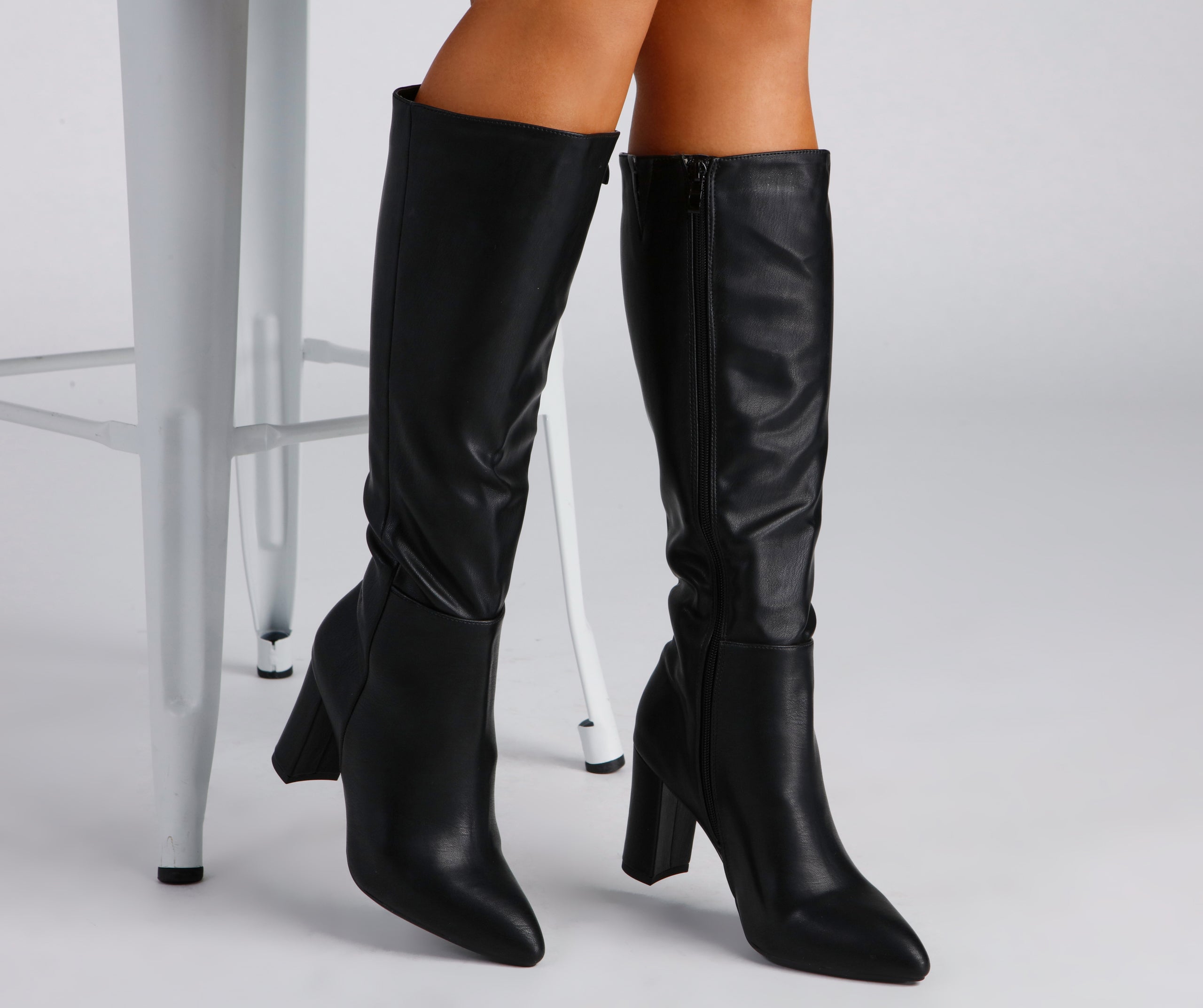 【PORTERNA】Low knee shirring ankle boots Amazon.com | LEHOOR Women Chunky High Heel Knee High Boots