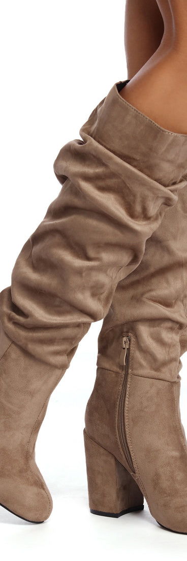 Smooth And Slouched Faux Suede Boots for 2022 festival outfits, festival dress, outfits for raves, concert outfits, and/or club outfits