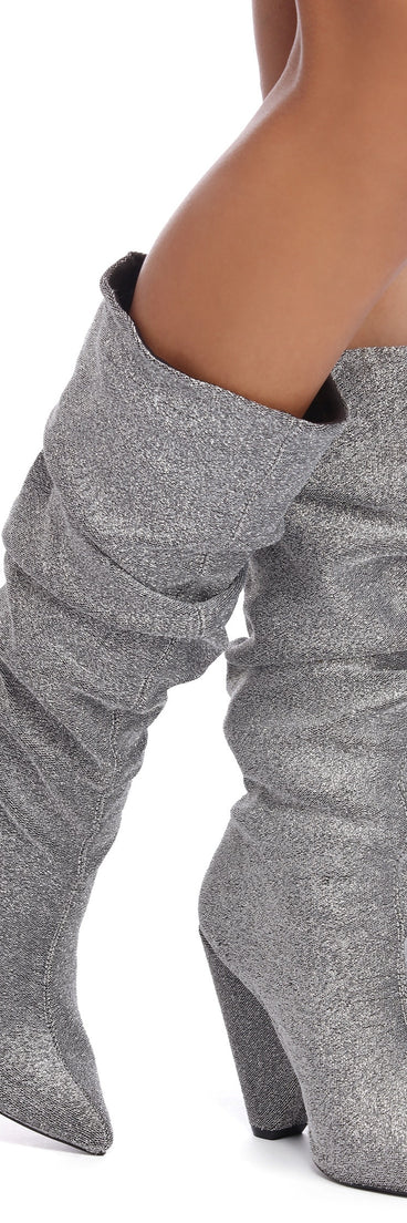 Glitter Glam Slouched Boots are chic ladies' shoes to complete your best 2023 outfits. They come in a variety of trendy women's shoe styles like platforms and dressy low-heels, & are available in wide widths for better comfort.