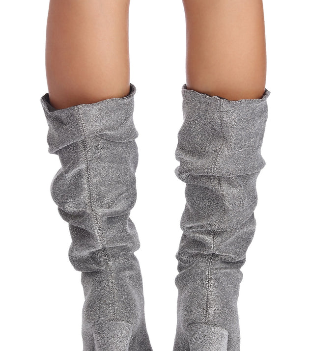 Silver glitter slouch boots store
