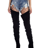 Faux Suede Azalea Wang Chap Boots is a trendy pick to create 2023 concert outfits, festival dresses, outfits for raves, or to complete your best party outfits or clubwear!