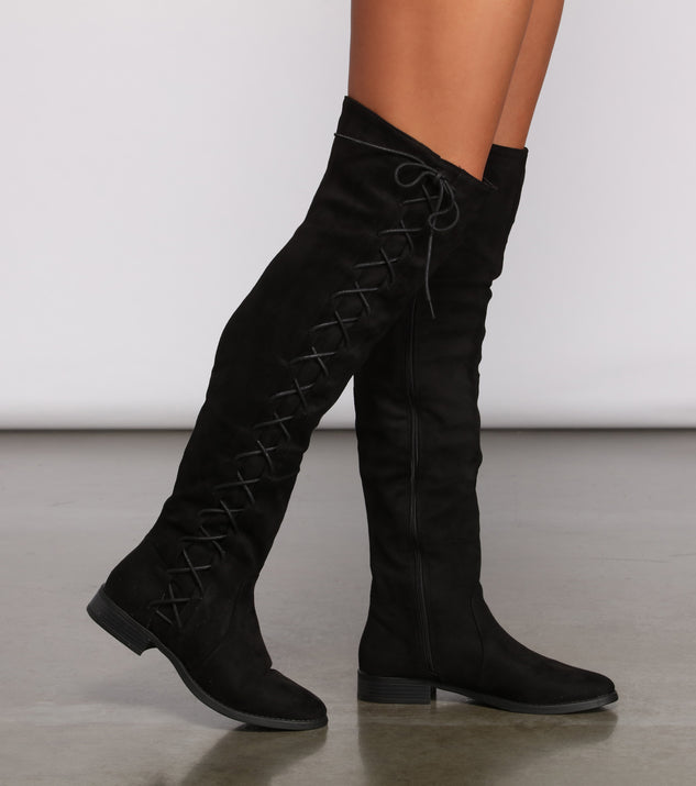 うしょー Faux Suede Lace-Up Over-The-Knee Boots | Windsor