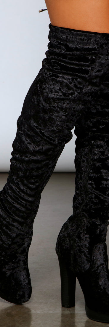 Luxe Lady Velvet Over-The-Knee Boots are chic ladies' shoes to complete your best 2023 outfits. They come in a variety of trendy women's shoe styles like platforms and dressy low-heels, & are available in wide widths for better comfort.