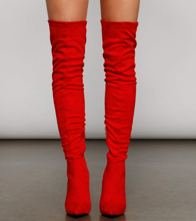 Hot Like Fire Over-The-Knee Stiletto Boots are chic ladies' shoes to complete your best 2023 outfits. They come in a variety of trendy women's shoe styles like platforms and dressy low-heels, & are available in wide widths for better comfort.