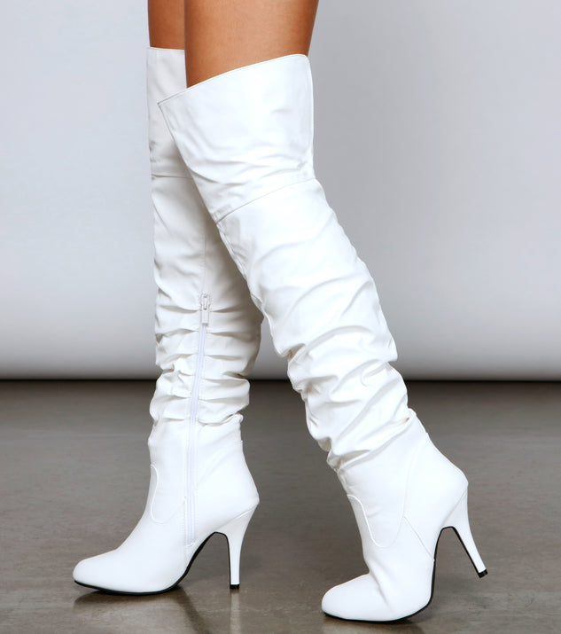 Walk It Out Scunched Over-The-Knee Boots are chic ladies' shoes to complete your best 2023 outfits. They come in a variety of trendy women's shoe styles like platforms and dressy low-heels, & are available in wide widths for better comfort.