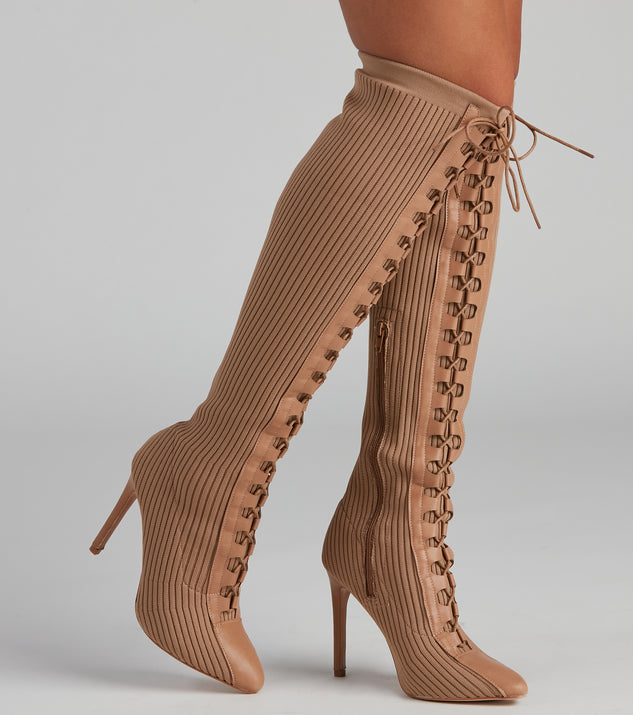 Elevated And Trendy Lace-Up Stiletto Boots is a trendy pick to create 2023 concert outfits, festival dresses, outfits for raves, or to complete your best party outfits or clubwear!