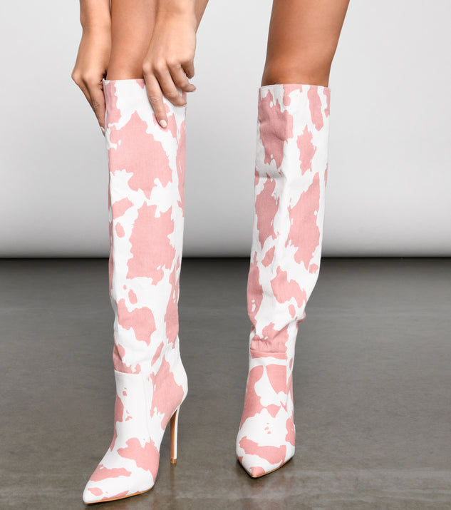 Moo Over Denim Knee-High Stiletto Boots is a trendy pick to create 2023 concert outfits, festival dresses, outfits for raves, or to complete your best party outfits or clubwear!