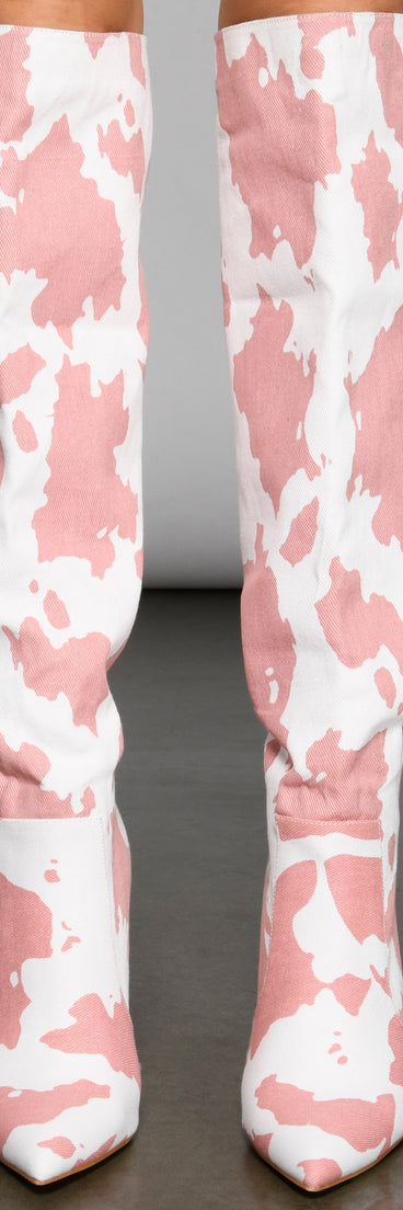 Moo Over Denim Knee-High Stiletto Boots are chic ladies' shoes to complete your best 2023 outfits. They come in a variety of trendy women's shoe styles like platforms and dressy low-heels, & are available in wide widths for better comfort.