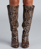 Chic Vixen Snake Faux Leather Boots are chic ladies' shoes to complete your best 2023 outfits. They come in a variety of trendy women's shoe styles like platforms and dressy low-heels, & are available in wide widths for better comfort.