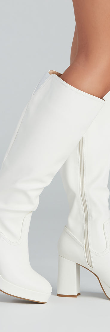 Retro Flair Below-The-Knee Platform Boots are chic ladies' shoes to complete your best 2023 outfits. They come in a variety of trendy women's shoe styles like platforms and dressy low-heels, & are available in wide widths for better comfort.