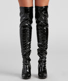 Sleek Vibes Only Thigh-High Boots are chic ladies' shoes to complete your best 2023 outfits. They come in a variety of trendy women's shoe styles like platforms and dressy low-heels, & are available in wide widths for better comfort.