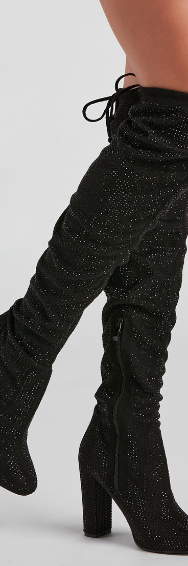 Be Dazzled Rhine Over The Knee Boots are chic ladies' shoes to complete your best 2023 outfits. They come in a variety of trendy women's shoe styles like platforms and dressy low-heels, & are available in wide widths for better comfort.