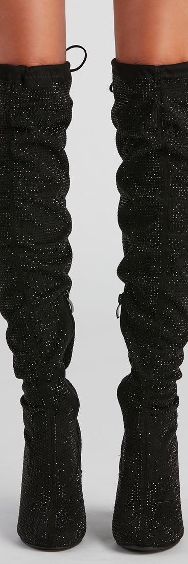 Be Dazzled Rhine Over The Knee Boots are chic ladies' shoes to complete your best 2023 outfits. They come in a variety of trendy women's shoe styles like platforms and dressy low-heels, & are available in wide widths for better comfort.