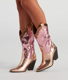 Howdy Partner Metallic Cowgirl Boots is a trendy pick to create 2023 concert outfits, festival dresses, outfits for raves, or to complete your best party outfits or clubwear!