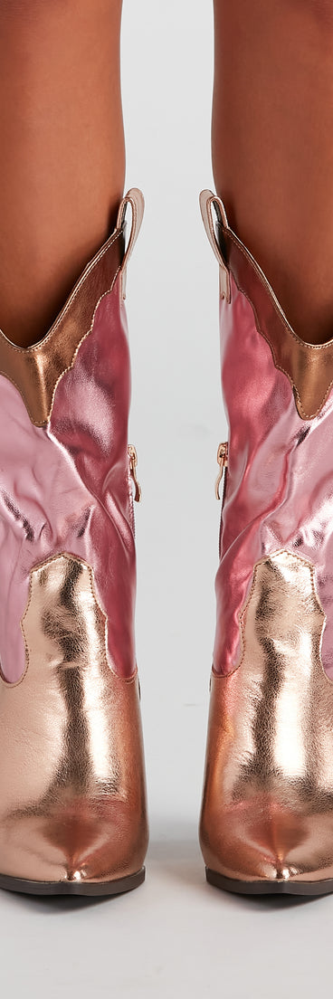 Howdy Partner Metallic Cowgirl Boots are chic ladies' shoes to complete your best 2023 outfits. They come in a variety of trendy women's shoe styles like platforms and dressy low-heels, & are available in wide widths for better comfort.