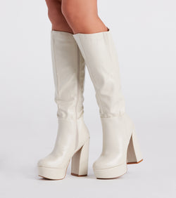 Edgy-Chic Under-The-Knee Platform Boots is a trendy pick to create 2023 concert outfits, festival dresses, outfits for raves, or to complete your best party outfits or clubwear!