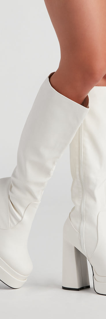 Rad And Retro Under The Knee Boots is a trendy pick to create 2023 concert outfits, festival dresses, outfits for raves, or to complete your best party outfits or clubwear!