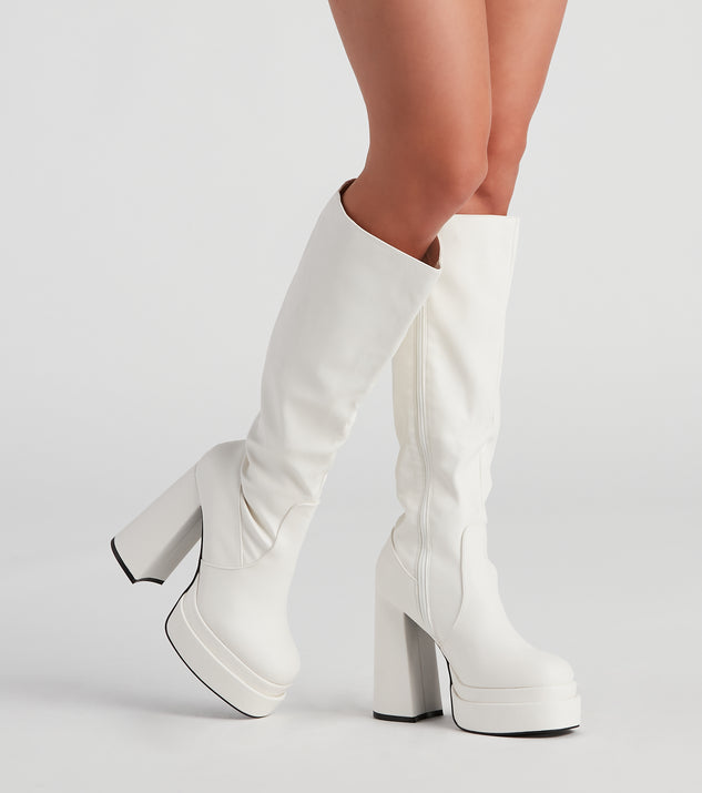 Rad And Retro Under The Knee Boots is a trendy pick to create 2023 concert outfits, festival dresses, outfits for raves, or to complete your best party outfits or clubwear!
