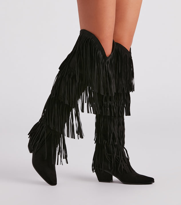 Shake It Off Fringe Cowgirl Boots is a trendy pick to create 2023 concert outfits, festival dresses, outfits for raves, or to complete your best party outfits or clubwear!