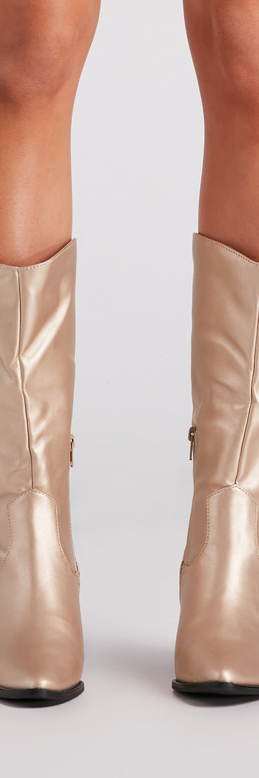 Western Glam Chrome Cowboy Boots are chic ladies' shoes to complete your best 2023 outfits. They come in a variety of trendy women's shoe styles like platforms and dressy low-heels, & are available in wide widths for better comfort.