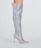 Truly Sparkled Glitter Over-The-Knee Boots is a fire pick to create a concert outfit, 2024 festival looks, outfits for raves, or to complete your best party outfits or clubwear!