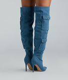 Bold Babe Denim Over-The-Knee Stiletto Boots is a fire pick to create a concert outfit, 2024 festival looks, outfits for raves, or to complete your best party outfits or clubwear!