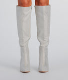 Stunningly Stylish Rhinestone Knee-High Wedge Boot is a fire pick to create a concert outfit, 2024 festival looks, outfits for raves, or to complete your best party outfits or clubwear!