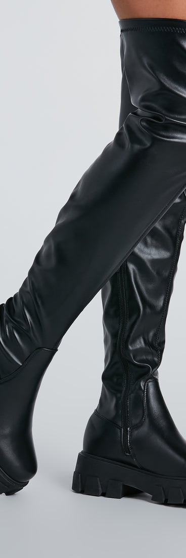 In Command Platform Faux Leather Over-The-Knee Boots