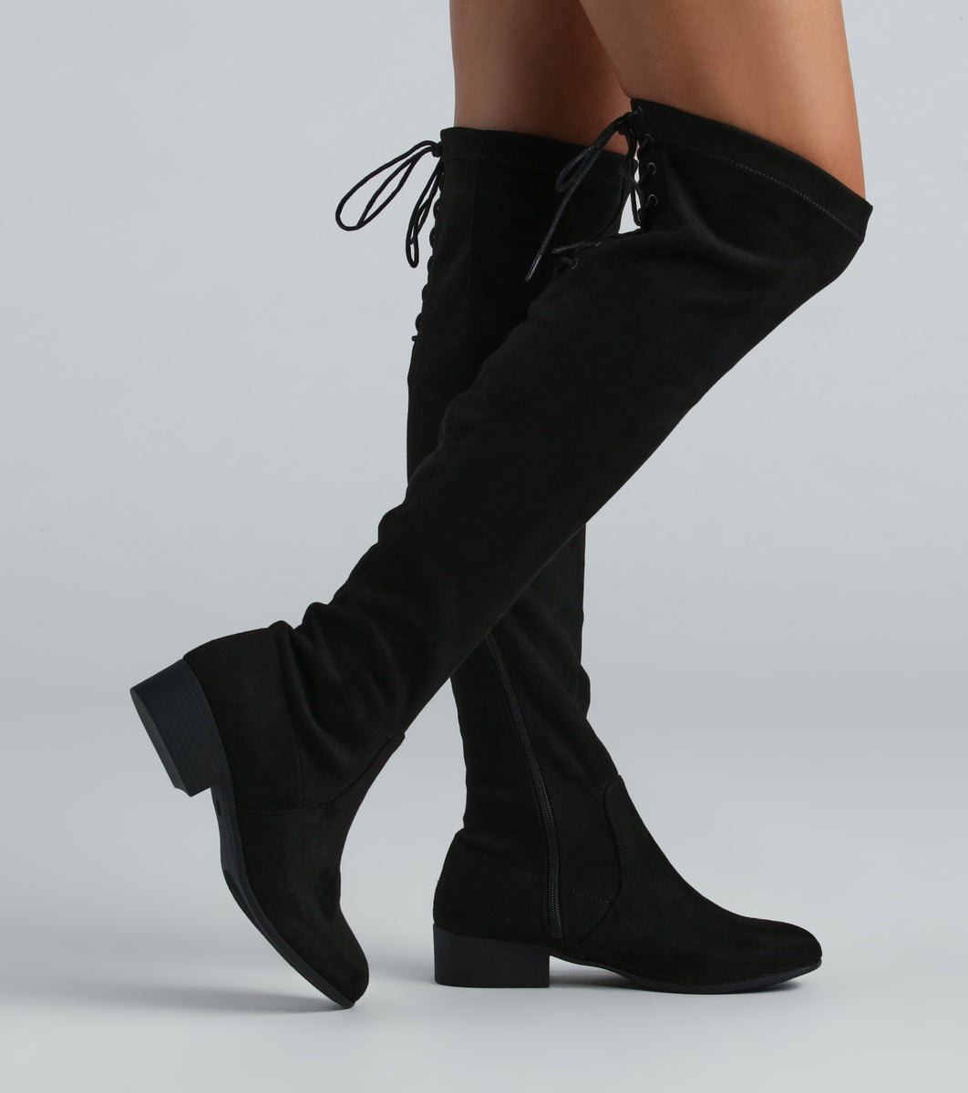 Love Lace-Up Knee High Boots