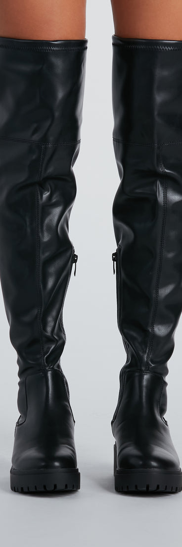 Stomp It Up Thigh-High Lug Boots